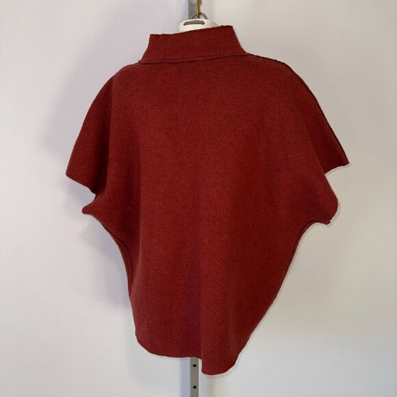Bryn Walker Red Boiled Wool Short Sleeve Cardigan Lagenlook Oversized Medium - Picture 4 of 5
